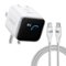 Anker - Nano Charger (45W, Smart Display, 180° Foldable) with USB-C Cable - White-Front_Standard