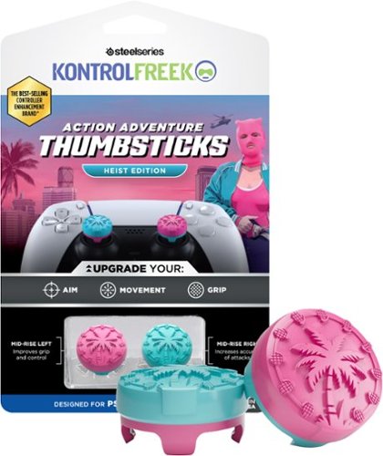 KontrolFreek - Heist Edition Action Adventure Thumbsticks for Gaming Controllers - PlayStation 5 and PlayStation 4 - Pink/Blue