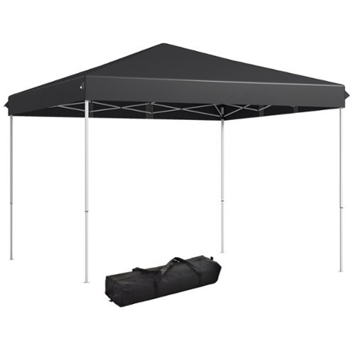 Outsunny - 13' x 13' Pop Up Canopy Tent, Instant Sun Shelter, Tents for Parties, Height Adjustable for Outdoor, Garden, Patio - Gray-Front_Standard 