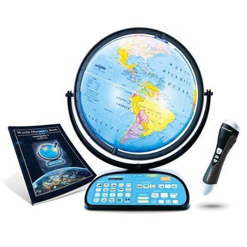 Replogle - 12" Intelliglobe World Globe, Durable Acrylic Stand, HD Map, Educational with 25,000+ Audio Facts & Games - Blue Ocean Political Globe-Front_Standard 