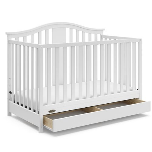 Graco - Solano 5-in-1 Convertible Crib with Drawer - White-Front_Standard 