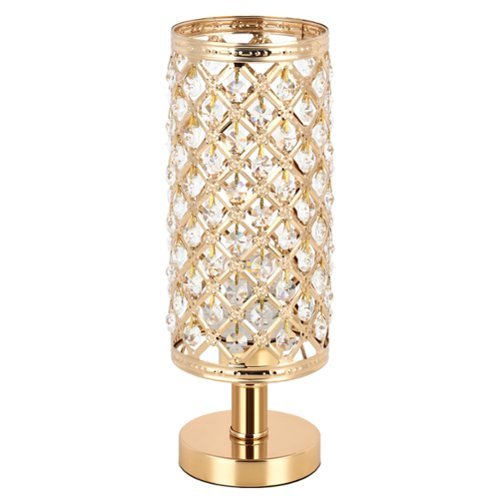 Oumilen - Luxury Gold Crystal Table Lamp, Elegant Metal Base for Bedroom, Vanity, Living Room Decor-Front_Standard 