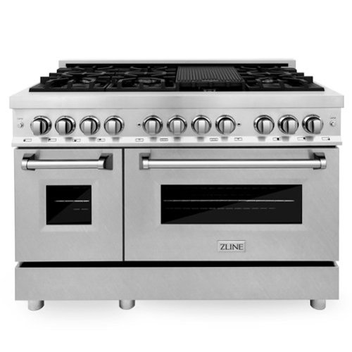 ZLINE - 48 in. 6.0 cu. ft. Freestanding Legacy Dual Fuel Range with Gas Cooktop and 2 Ovens in Stainless with Satin Steel Doors - Stainless Steel-Front_Standard 