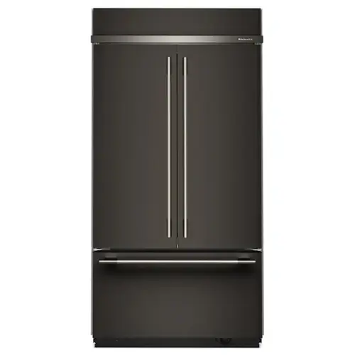Front. KitchenAid - 24.2 Cu. Ft. Built-In French Door Bottom Mount Refrigerator - Black Ore.