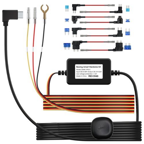 Type-C GPS Smart Hardwire Kit for Rexing R4, V1P Flex X4, and RH2 Series - Black-Front_Standard