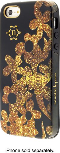  Nanette Lepore - Glitter Floral Case for Apple® iPhone® SE, 5s and 5 - Black/Gold
