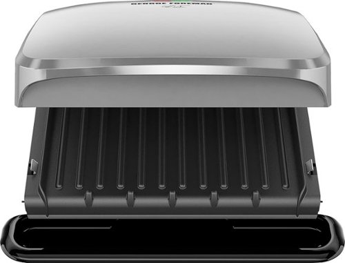George Foreman - 4-Serving Removable Plate Electric Indoor Grill and Panini Press - Platinum