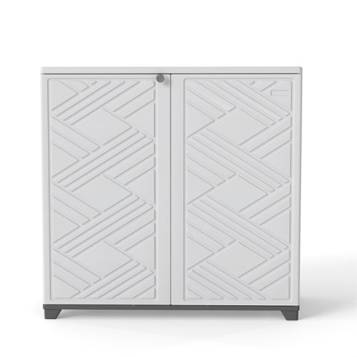 Decksplore - Outdoor Storage Shed Weather Resistance, Horizontal Outdoor Storage Box Cabinet for Garden, Patios, Backyards - White-Front_Standard 