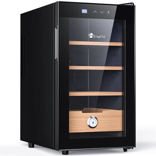 KingChii - 48L Cigar Humidor Cabinet, 300-Cigar Electric Cooler with Heating & Cooling - Black-Front_Standard 
