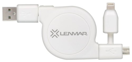 Lenmar - Retractable Micro USB/Lightning Charge-and-Sync Cable - White-Front_Standard 