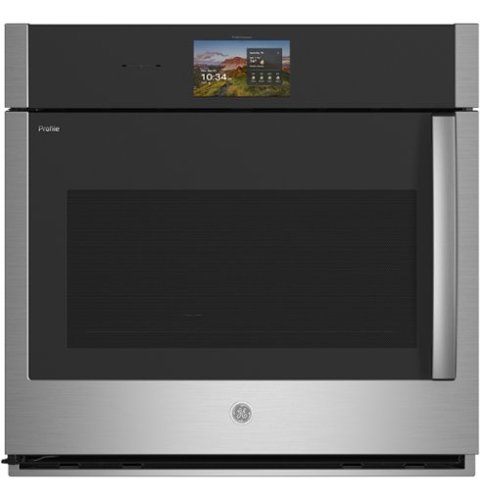 GE Profile - 30" Smart Built-In Single Electric True European Convection Wall Oven with Air Fry and Left-Hand Side-Swing Door - Stainless Steel