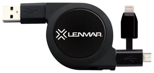  Lenmar - Retractable Micro USB/Lightning Charge-and-Sync Cable - Black