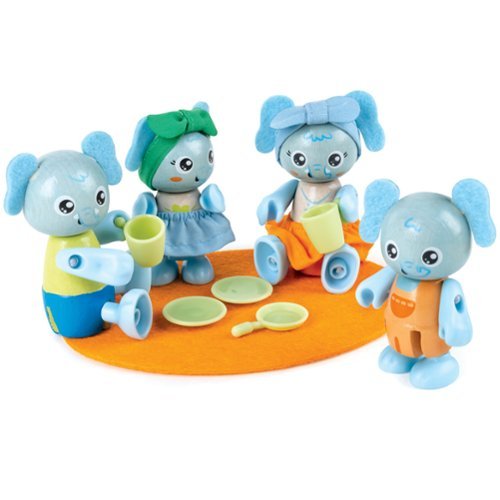 Hape - Hape: Wonderland Elephant Family - 4 Animal Articulated Figurines,Age 3+