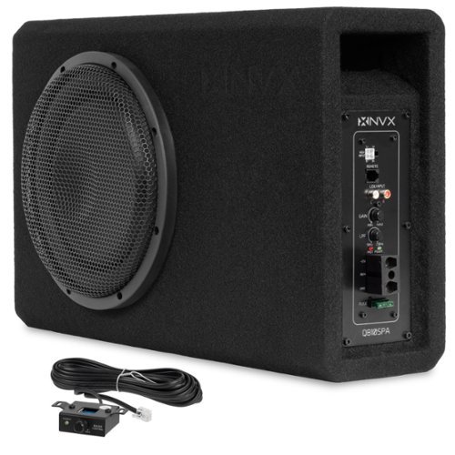 NVX - QB10SPA 1200W MAX (350W RMS) Single 10" Amplified Ported Loaded Subwoofer Enclosure with Remote Bass Knob-Front_Standard 