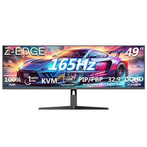 Z Z-Edge - UG49W 49" Super Ultra Wide DQHD 5120x1440 165Hz 1ms Curved Gaming Monitor, HDMI+DP+USB-C, Height/Tilt/Rotate Adjustable - Black-Front_Standard 