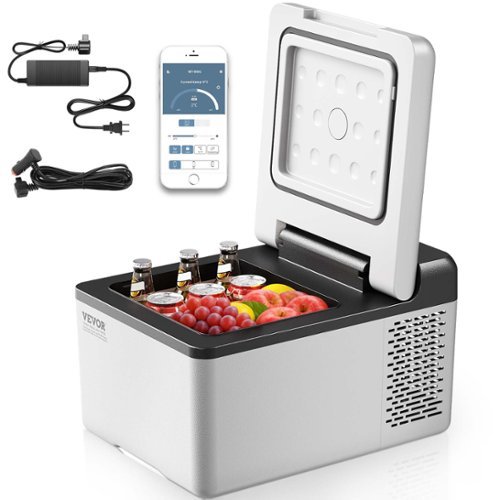 VEVOR - 12 Volt Refrigerator 10 Qt, Portable Mini Freezer (-4℉~68℉) with APP Control Car Compressor Fridge Cooler - Gray-Front_Standard 
