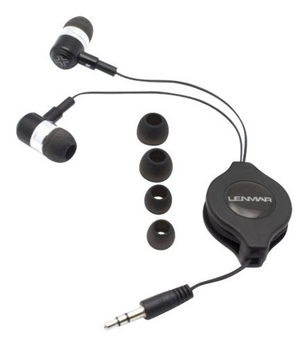 Lenmar - Retractable Earbud Headphones - Black-Front_Standard 