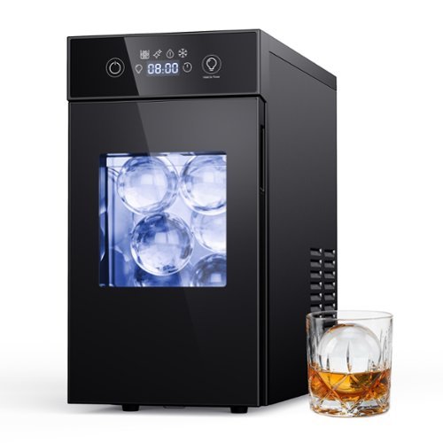 SIMZLIFE - 2.4" Ice Sphere Ice Maker, 48 Pcs/24H, 30-Min Fast Ice, Self-Cleaning, Smart Timer for Home Bar Whiskey Cocktails - Black-Front_Standard 