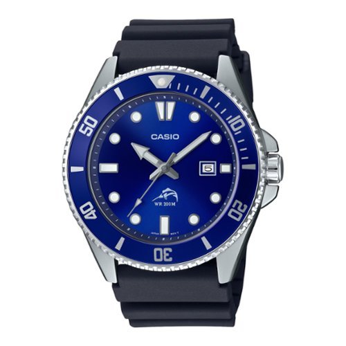 Casio - Men's Dive Watch with Blue Dial - MDV-106B-2AV - Black-Front_Standard 