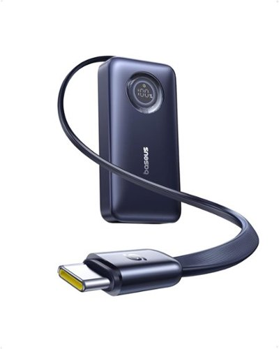 Baseus - Enercore 10000 mAh Fast Charging Power Bank with 45 W Retractable USB‑C Cable - Black-Front_Standard 