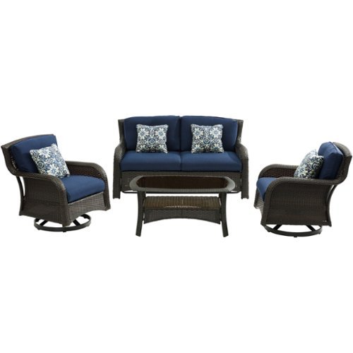 Hanover - Strathmere 4-Piece Lounge Set - Brown/Navy-Front_Standard 