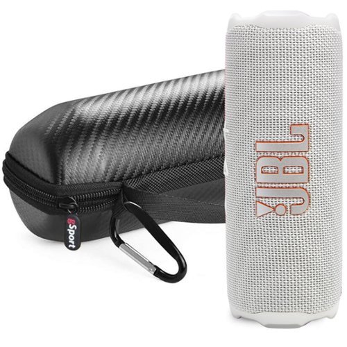 JBL - FLIP 7 Waterproof Portable Speaker Bundle with gSport Carbon Fiber Case - White-Front_Standard 