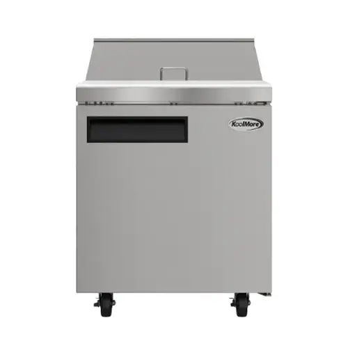 Front. Koolmore - 27 in. Commercial 1-Door Refrigerated Salad and Sandwich Prep Table, 8 Pan Capacity and 8 Cu. Ft. of Storage - Stainless steel.