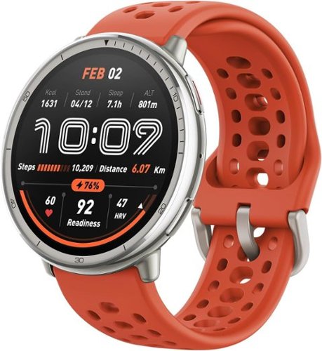 Amazfit - Active 2 Smartwatch 44mm Silicone - Red - (2025) - Red - (2025)-Front_Standard 