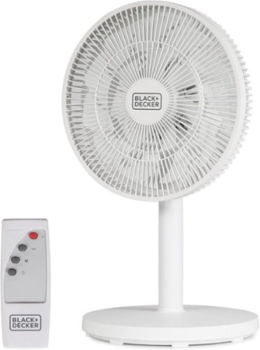 Black+Decker - 12-Inch Dual Blade Table Fan with Remote, 3 Speed Settings - White-Front_Standard 