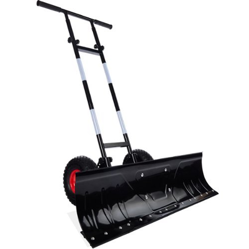 Best Choice Products - 36in Galvanized Blade Hand Snow Pusher w/ 2 Wheels, Adjustable Handle, Blade Angle - Black-Front_Standard 