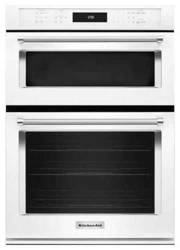 KitchenAid - 27" Single Electric Convection Wall Oven with Built-In Microwave - White