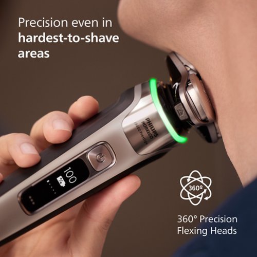Philips Norelco  i9000 Prestige Rechargeable Wet & Dry Shaver with Charge Stand, Precision Trimmer and Premium Case - Chrome GLOBAL SHIPPING