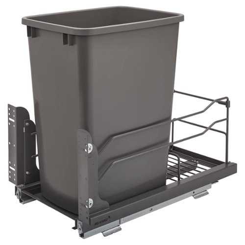 Rev-A-Shelf - Pullout Kitchen Trash Can 35 qt. with Soft-close, 53WC-1535SCDM-113 - Orion Gray-Front_Standard 