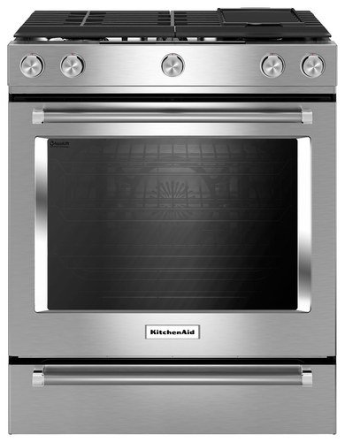 KitchenAid - 7.1 Cu. Ft. Self-Cleaning Slide-In Dual Fuel Convection Range - Stainless steel