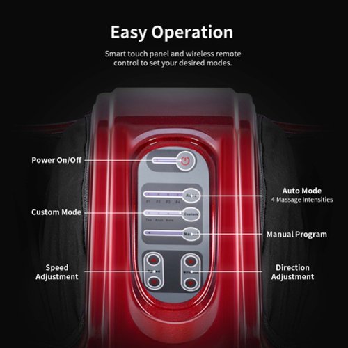 Costway Shiatsu Foot Massager Kneading and Rolling Leg Calf Ankle with Remote - Red BUY ONLINE