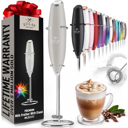 Zulay Kitchen - Powerful Milk Frother Handheld Foam Maker for Lattes by Milk Boss - Gray-Front_Standard 