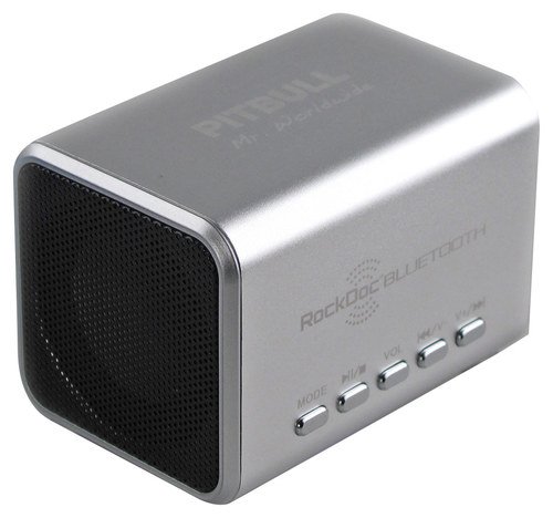  RockDoc - Pitbull BLUETOOTH Portable 2-Way Speaker For Most Bluetooth-Enabled Devices - Silver