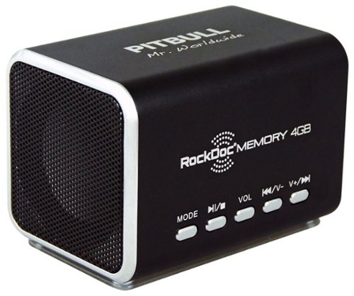  RockDoc - Pitbull BOOM Portable 2-Way Speaker with 4GB Memory - Black