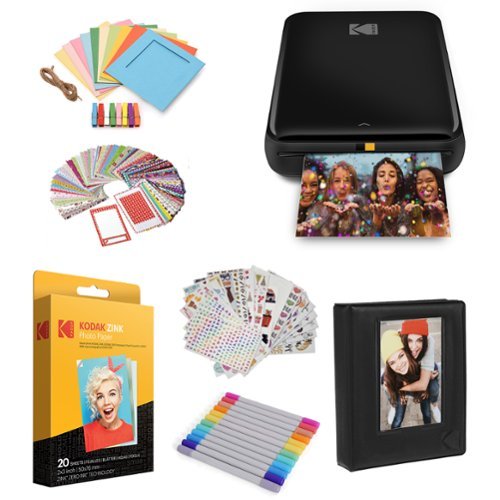 Kodak - Step Mobile Instant Photo Printer 2x3" & Photo Paper Starter Bundle for iOS & Android - Black-Front_Standard 