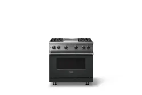 Front. Viking - 5.1 Cu. Ft. 36"W Freestanding LP Gas Sealed 4 Burner Range with Griddle - Antique Bronze.