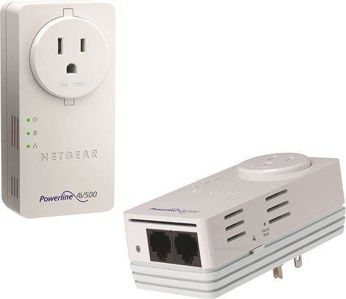  NETGEAR - Powerline 500 Nano PassThru 2-Port Ethernet Adapter Kit - White