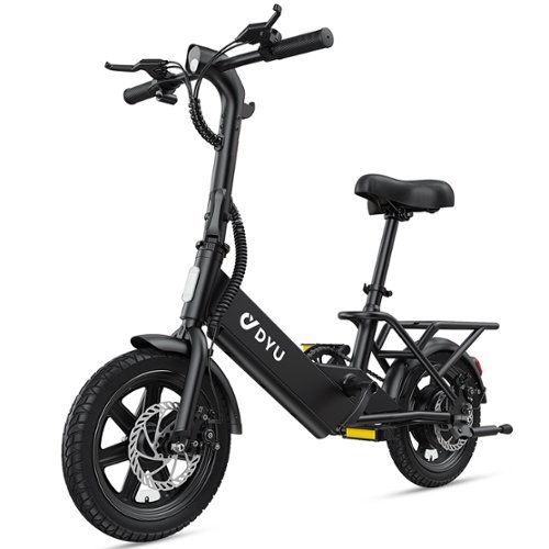 DYU - 14 inch eBike w/ 25 Miles Max Range & 20 Mph Max Speed - Black-Front_Standard 