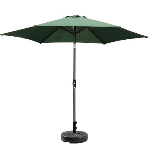Ainfox - 9ft Patio Umbrella With Round umbrella base - Green-Front_Standard 