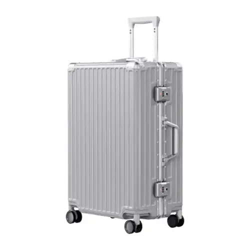Front. Brick Attic - 24 Inch Luggage PC+ABS Aluminum Frame Zipperless Checked Luggage Hard Shell Suitcase with TSA Lock Double Spinner Wheels - Silver.