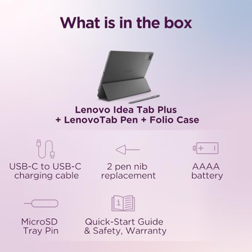 Lenovo Idea Tab Plus with Tab Pen & Folio Case 12.1