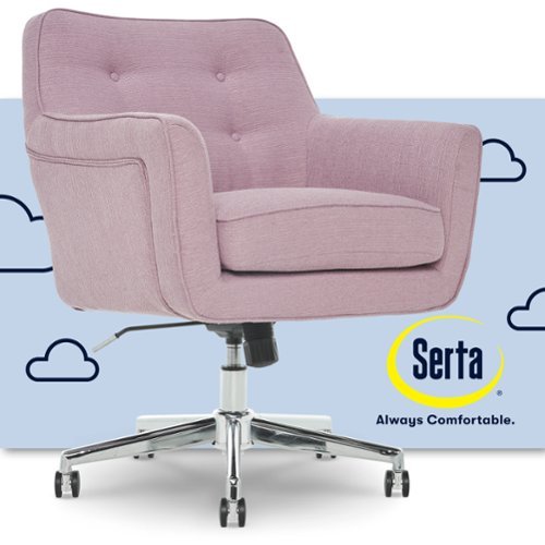 Serta - Ashland Memory Foam & Twill Fabric Home Office Chair - Lilac-Front_Standard
