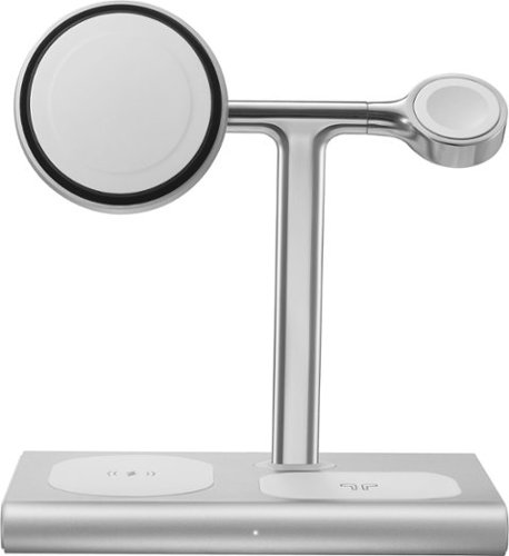 Insignia™ 4-in-1 15W Qi2 Certified Fast Charge Wireless Charging Stand for iPhone, Apple Watch, AirPods & Qi Devices - Silver BUY IN DUBAI