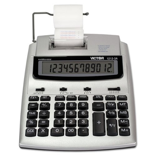 Victor - 1212-3A Print 2.7 Lines/Sec Antimicrobial Printing Calculator - Black/Red-Front_Standard 