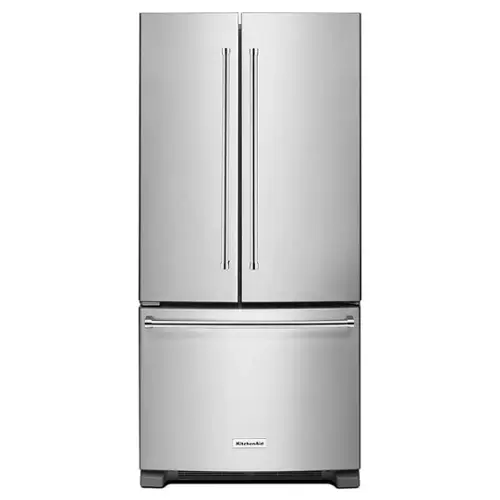 Front. KitchenAid - 22 Cu. Ft. French Door Refrigerator with Interior Water Dispenser - Stainless Steel.