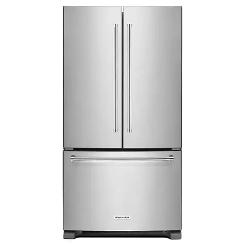 Front. KitchenAid - 25 cu. ft. French Door Refrigerator with Interior Water Dispenser - Stainless Steel.